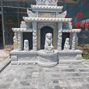 唐山芝麻白中国黑石材套墓 花岗岩墓碑